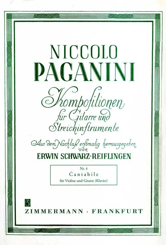 Paganini – Cantabile For Violin/Guitar (Piano) (Softcover Book)