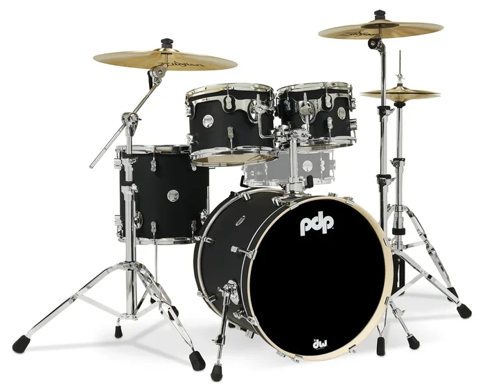 PDP Concept Maple 4 Piece Drum Set in Satin Black Chrome Hardware