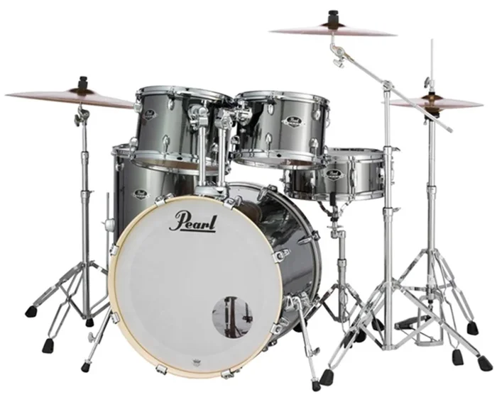 PEARL EXX725SC21 EXX Export 5 Piece Drum Set w/ Hardware (Smokey Chrome) (10/12/16 in. Toms)