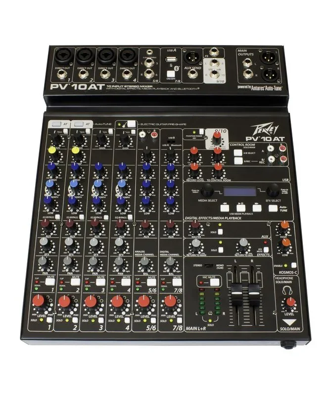 Peavey PV10AT, Compact 10 Channel Mixer with Bluetooth and Antares® Auto-Tune