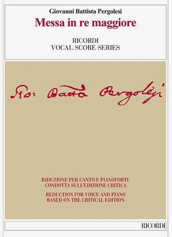 Pergolesi – Mass In D Major Vocal Score (Softcover Book)