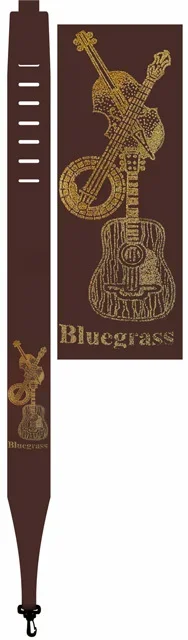 Perris 2.5″ Brown Leather Embossed Banjo Strap