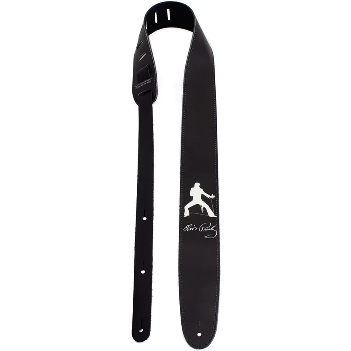 Perris 2.5″ Leather “Elvis – Silhouette” High Res Print on Black Licensed Guitar Strap