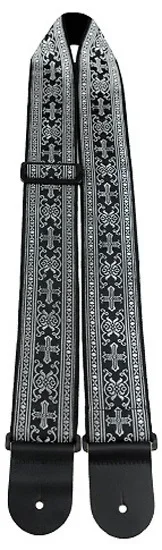 Perris 2.5″ Metallic Jacquard Guitar Strap with Silver Crosses design