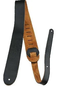 Perris 2″ Black Deluxe Soft Italian Leather Guitar Strap with Super Soft Suede backing