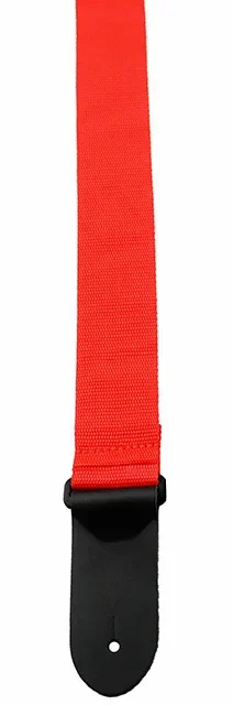 Perris 2″ Poly Pro Guitar Strap in Red with Black Leather ends