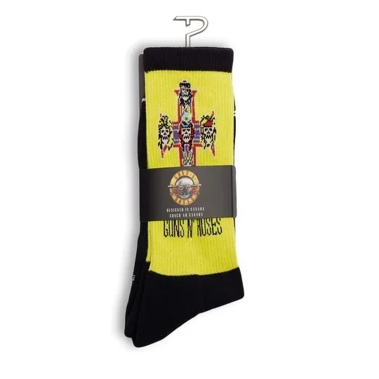 Perris Licensed GNR “Appetite For Destruction” Large Crew Socks in Black/Yellow (1-Pair)