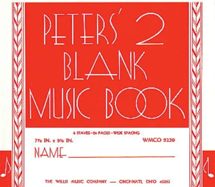 Peters 2 Blank Music Book (Red) (Softcover Book)