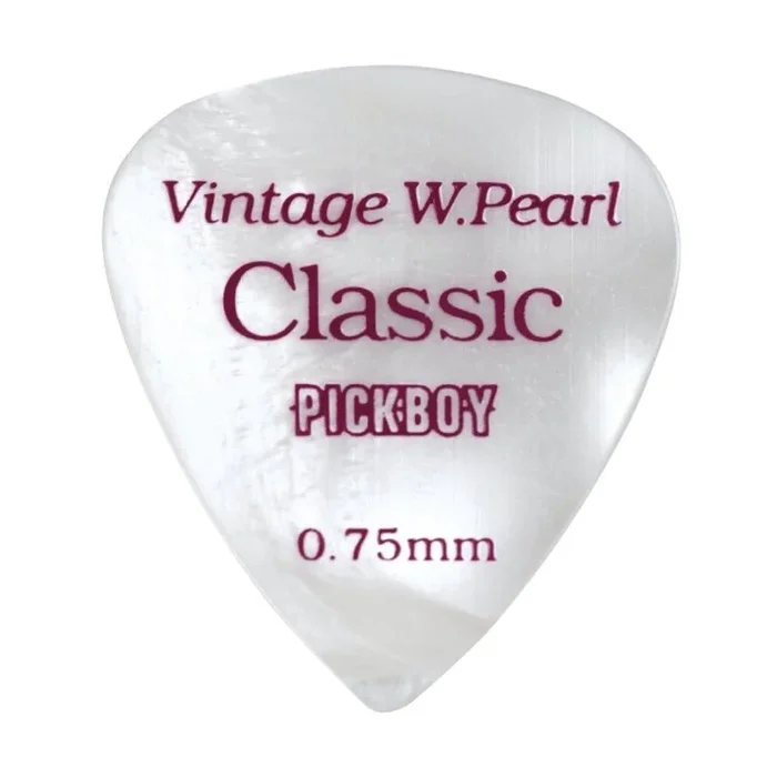 Pickboy Vintage White Pearl Guitar Picks 12-Pack 0.75mm Celluloid Made in Japan