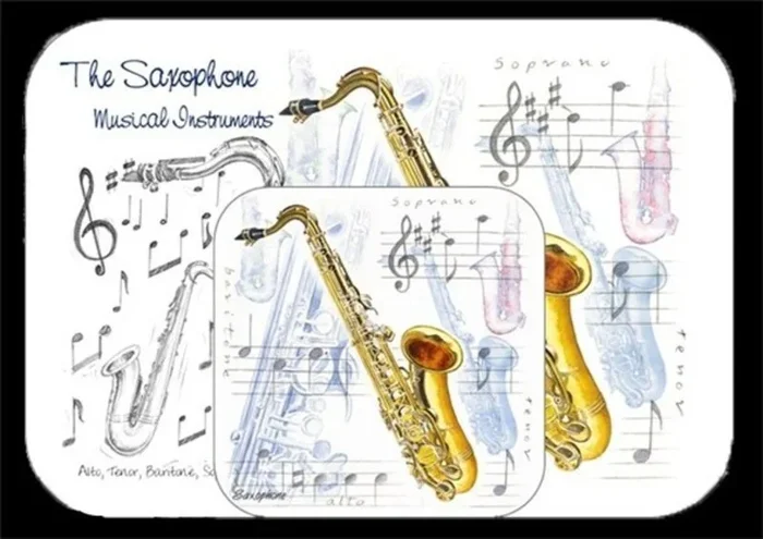 Placemat And Coaster Set Saxophone