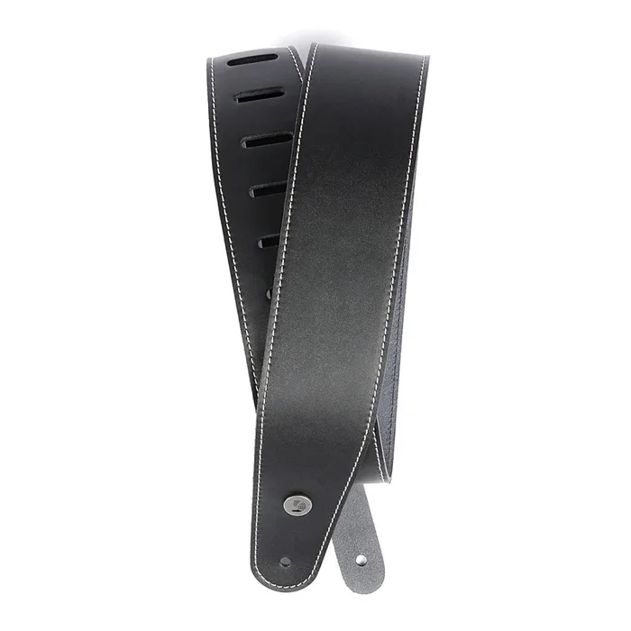 Planet Waves Classic Leather Guitar Strap with Contrast Stitch, Black