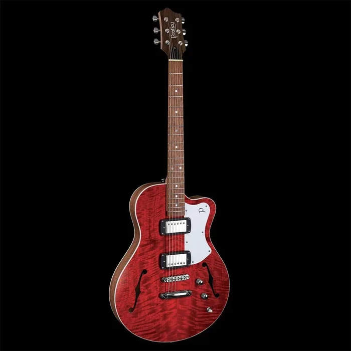 Pratley Electric Semi-Hollow Cherry Red Single Cut Guitar with HH Set