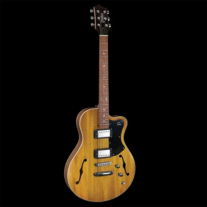 Pratley Electric Semi-Hollow Vintage Yellow Single Cut Guitar with HH Set