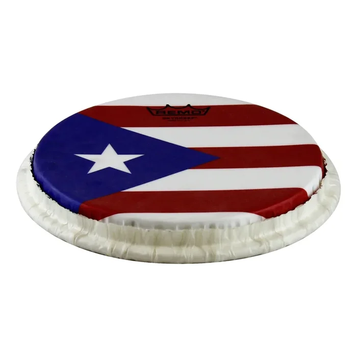 Remo Tucked Skyndeep Bongo Drumhead – Puerto Rican Flag Graphic 9″