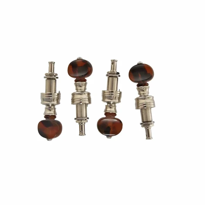Rickard Cyclone 10:1 Banjo Tuners, Nickel/Faux Tortoise, Set/4