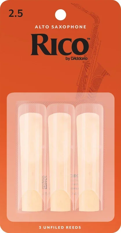Rico Alto Sax Reeds, Strength 2.5, 3-pack