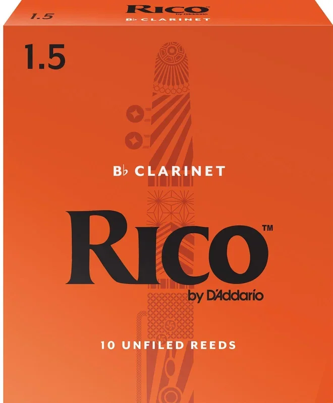 Rico Bb Clarinet Reeds, Strength 1.5, 10-pack