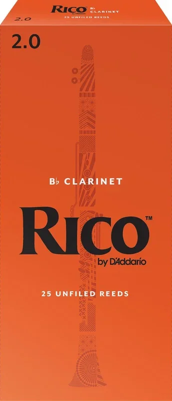 Rico Bb Clarinet Reeds, Strength 2.0, 25-pack
