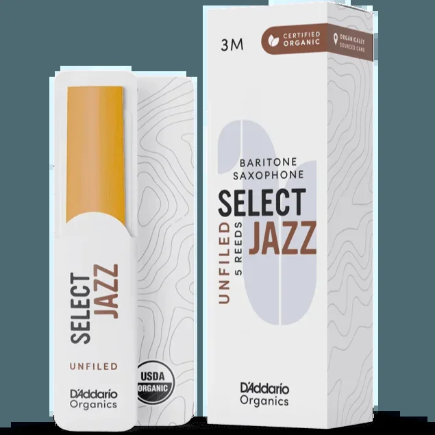RICO JAZZ SELCT ORRS05BSX3M #3M Organic Select Jazz Unfiled Bari Saxophone Reeds, 5-pack