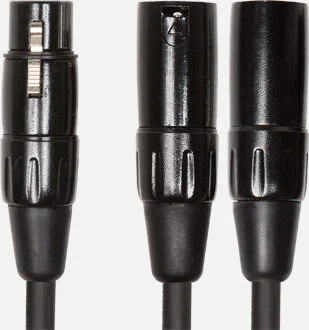 ROLAND RCC-YC-XF2XM Black Series Interconnect Cable – XLRF to 2XLRM Splitter, 15cm Length for Optimal Signal Transfer