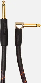 ROLAND RIC-G10A Gold Series Instrument Cable – 10ft with Straight to Right-Angle 1/4″ Connectors for Pure Signal Transmission