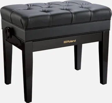 ROLAND RPB-500 Deluxe Adjustable Piano Bench – Polished White, Solid Wood, Cushioned Top, Ideal for Keyboards & Pianos