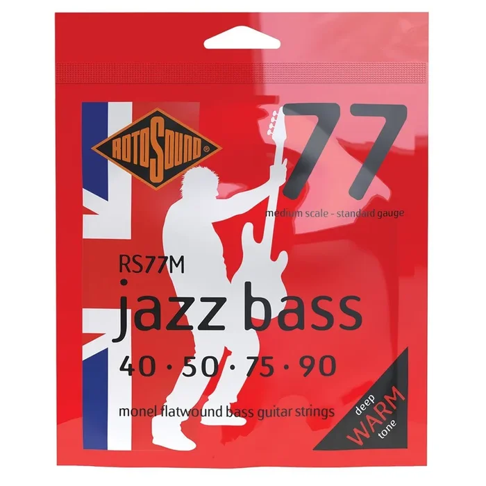Rotosound RS77M Jazz Bass 77 Medium Scale Monel Flatwound Strings 40-90