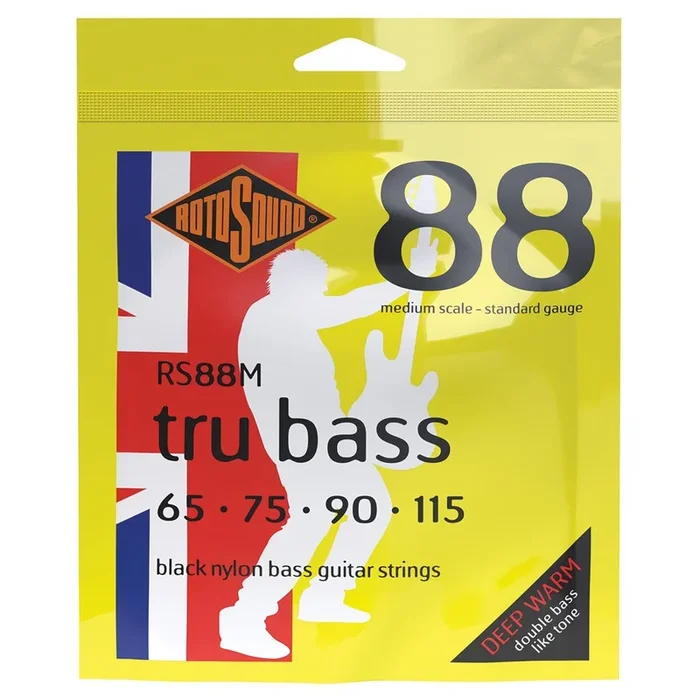 Rotosound RS88M Tru Bass 88 Black Nylon Tapewound Strings Medium Scale 65-115