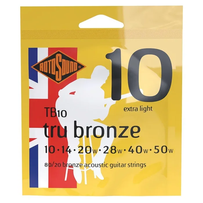 Rotosound TB10 Tru Bronze Acoustic Strings Set 10-50, 80/20 Brass Alloy