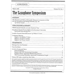 Saxophone Symposium Volume 20/1 (Winter, 1995) – Journal