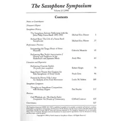 Saxophone Symposium Volume 23 (1998) – Journal