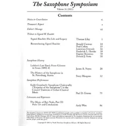 Saxophone Symposium Volume 26 (2001) – Journal