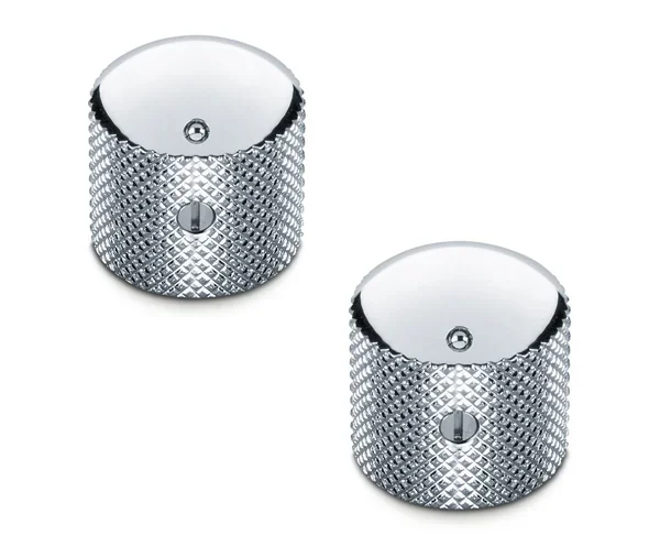 Schaller Guitar Dome Knurled Knobs (Set Of 2) Chrome 176-15020200