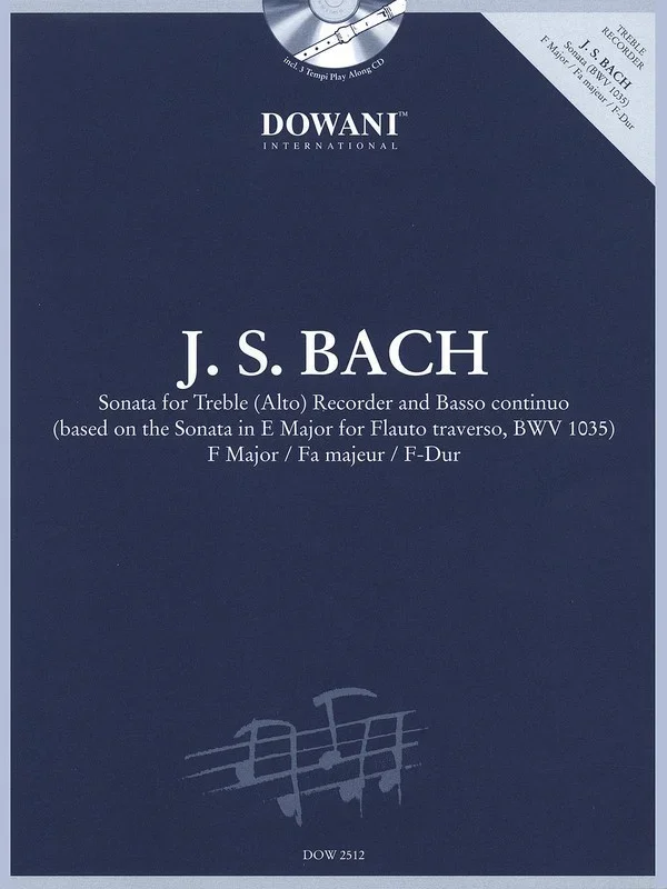 Sonata For Treble Rec Bwv 1035 Book/CD