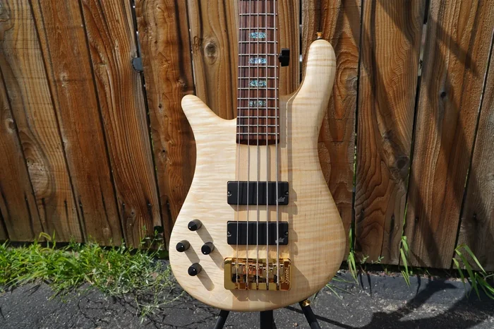 Spector USA NS-5XL Curly/Flame Solid Wings/Oil finish Left Handed 5-String Electric Bass Guitar