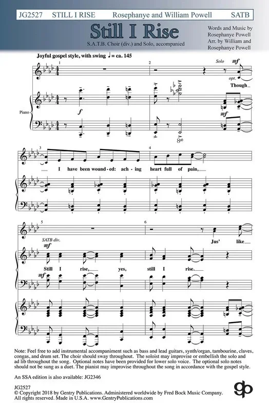 Still I Rise SATB Divisi (Octavo)