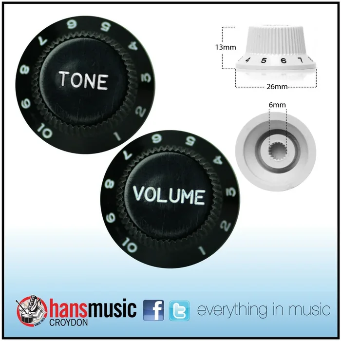 Strat Style Control Volume & Tone Knobs Electric Guitar – Japanese Black