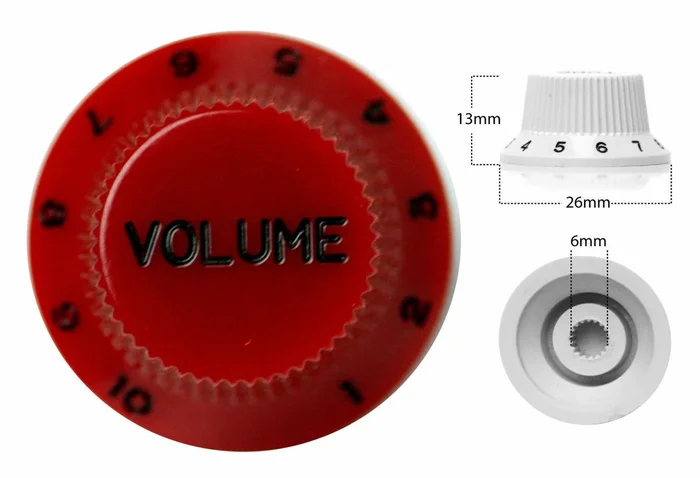 Strat Style Control Volume Knob For Electric Guitar Japanese Red