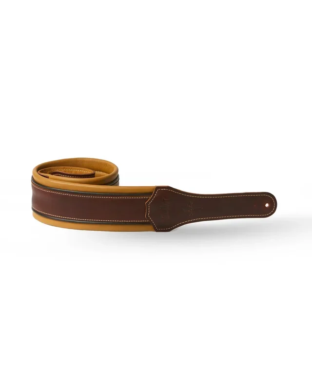 Taylor Ascension 3″ Leather Guitar Strap, Cordovan/Black/Butterscoth