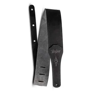 Taylor Gemstone 2.5″ Sanded Leather Guitar Strap – Black with Suede Back