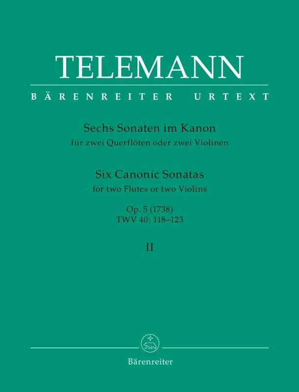 Telemann: Six Canonic Sonatas for 2 Flutes Op 5 – Volume 2