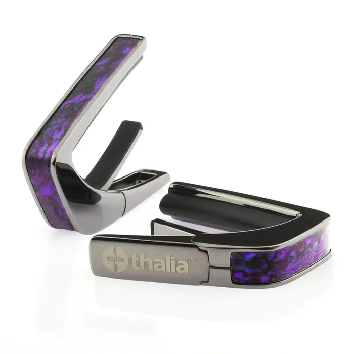 THALIA THCB200PP Black Chrome Finish Capo w/ Purple Paua Inlay