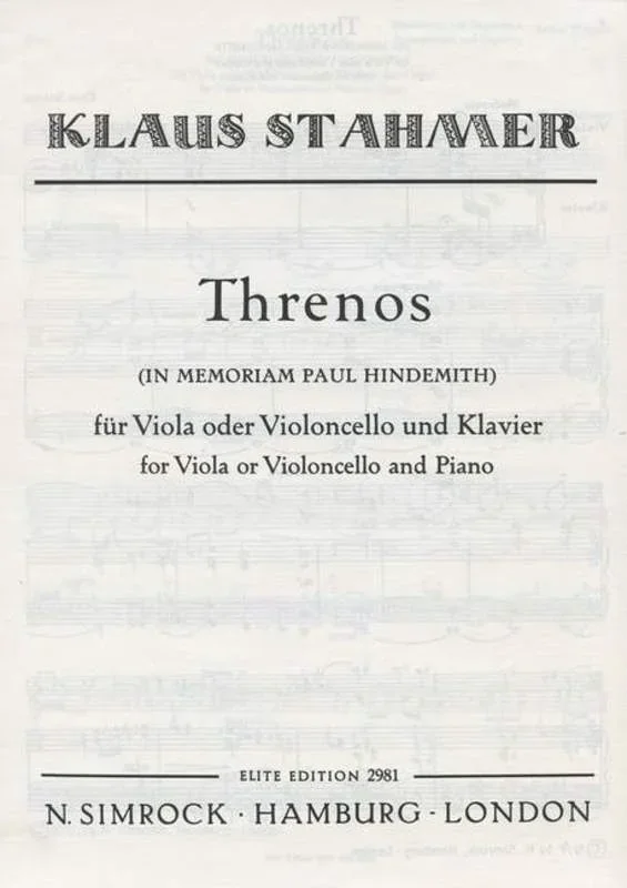 Threnos-Va/Pn Viola Book