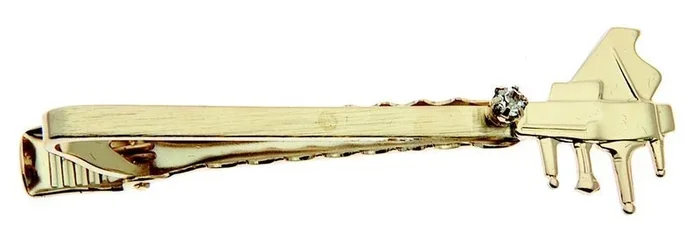 Tie Bar Grand Piano 18Kt Gold Ep W/Austrian Crystal