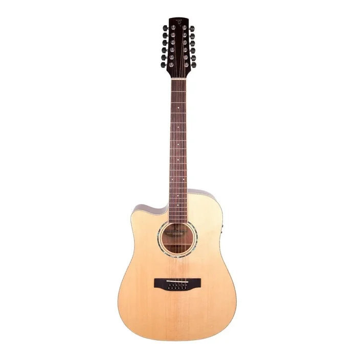 Timberidge ‘1 Series’ 12-String Left Handed Spruce Solid Top Acoustic-Electric Dreadnought Guitar (Natural Gloss)