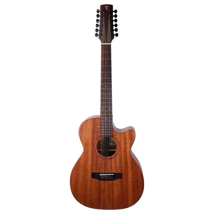 Timberidge ‘Messenger Series’ 12-String Mahogany Solid Top Acoustic-Electric Small Body Cutaway Guitar (Natural Satin)