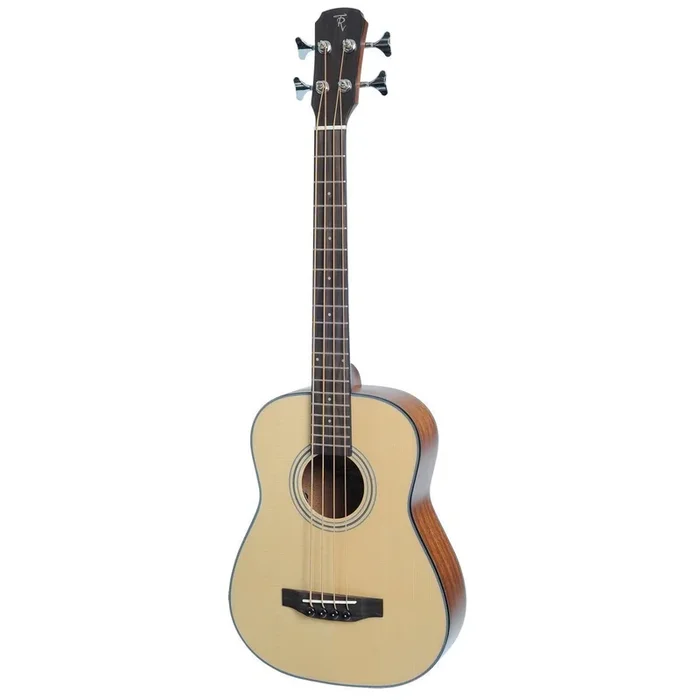 Timberidge ‘TR Series’ Spruce Solid Top Acoustic-Electric Bass Travel Guitar with Gig Bag (Natural Satin)