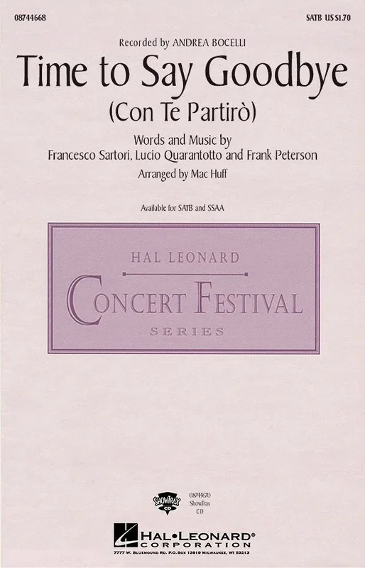 Time To Say Goodbye SATB (Octavo)