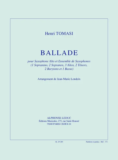 Tomasi: Ballade (arr. for alto sax & sax ensemble)