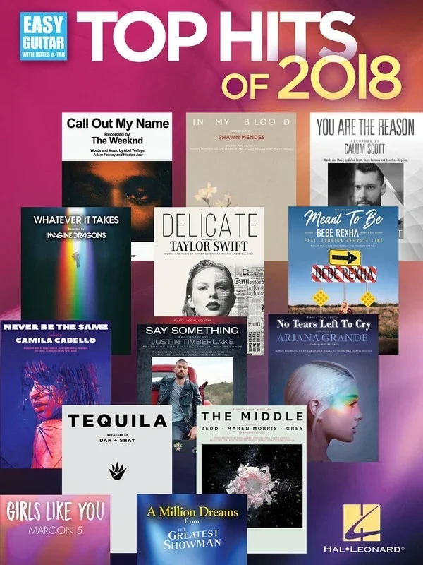 Top Hits Of 2018 Easy Guitar Notes and TAB (Softcover Book)